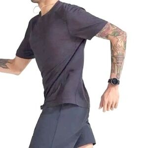 Allbirds Mens Natural Run Tee Short Sleeve Black Textured Athletic Shirt Size S